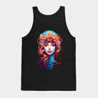 Modern Woman Psychedelic Abstract retro vintage poster design Tank Top